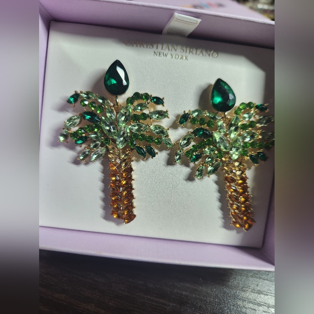 Christian siriano dropp palm tree earrings